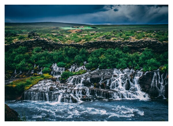 Tablou pe sticlă cu cascade în natură (70x50 cm)