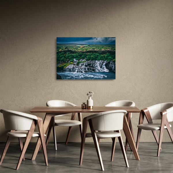 Tablou pe sticlă cu cascade în natură (70x50 cm)