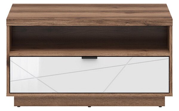Masuta cafea FORN, nuc/alb lucios, PAL, 90x60x49 cm