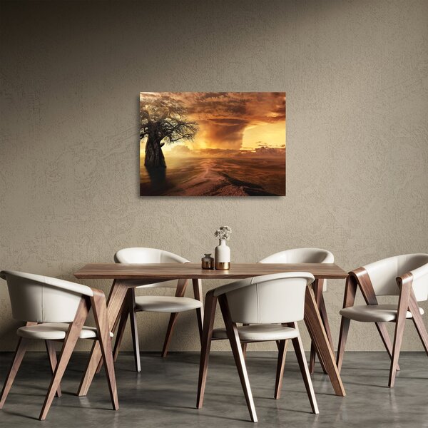 Tablou pe sticlă cu norii portocalii (70x50 cm)