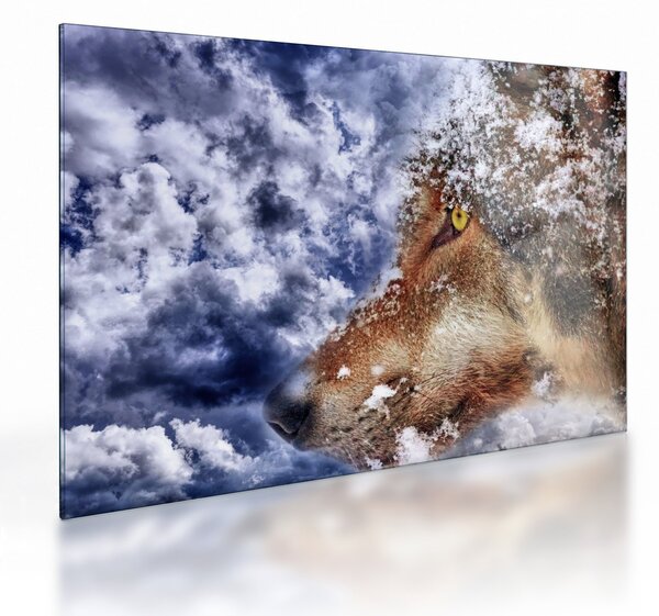 Tablou pe sticlă cu lup (70x50 cm)