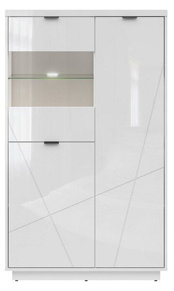 Vitrina FORN, alb lucios, PAL melaminat/sticla securizata, 94x43x157 c