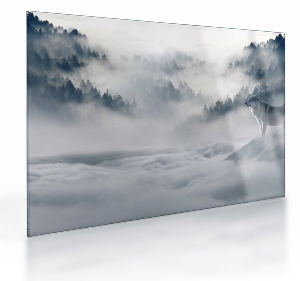 Tablou pe sticlă cu lupi (70x50 cm)