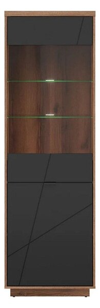 Vitrina FORN, nuc/negru mat, PAL melaminat/sticla securizata, 64x43x20