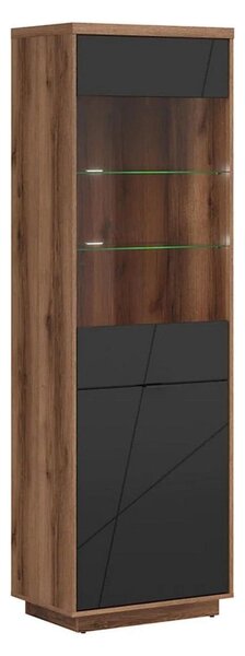 Vitrina FORN, nuc/negru mat, PAL melaminat/sticla securizata, 64x43x20