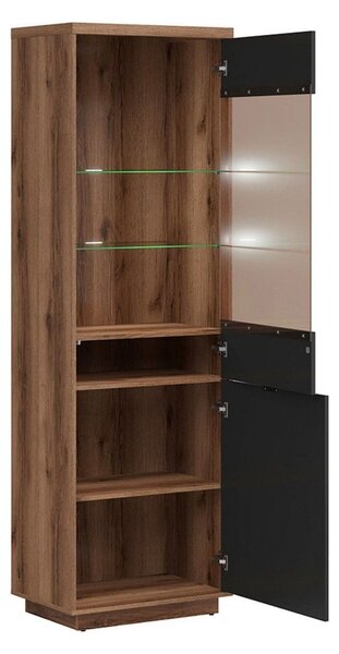 Vitrina FORN, nuc/negru mat, PAL melaminat/sticla securizata, 64x43x20