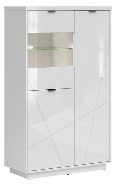 Vitrina FORN, alb lucios, PAL melaminat/sticla securizata, 94x43x157 c