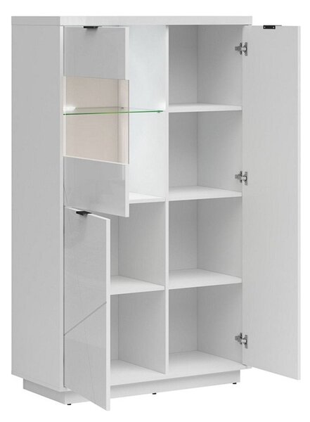 Vitrina FORN, alb lucios, PAL melaminat/sticla securizata, 94x43x157 c