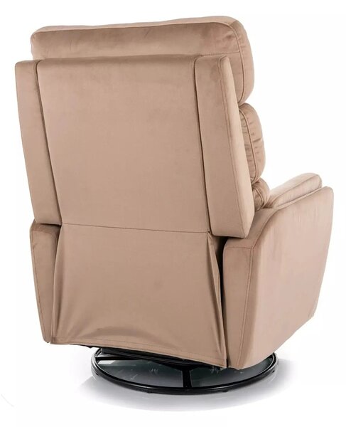 Fotoliu recliner ARGOS, stofa catifelata bej - Bluvel 28, 78x84/162x10