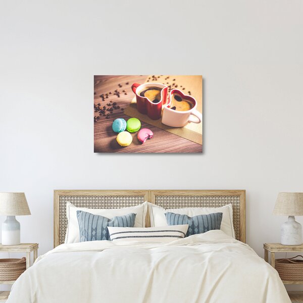 Tablou pe sticlă cu cafea și macarooni (70x50 cm)