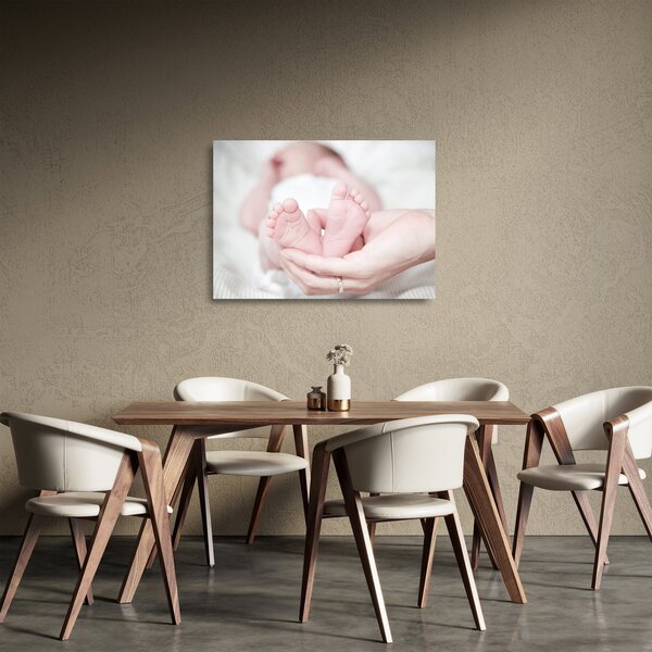 Tablou pe sticlă cu piciorușele de copilaș (70x50 cm)