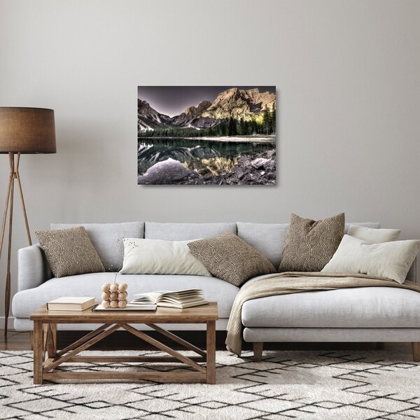 Tablou pe sticlă cu lac montan (70x50 cm)