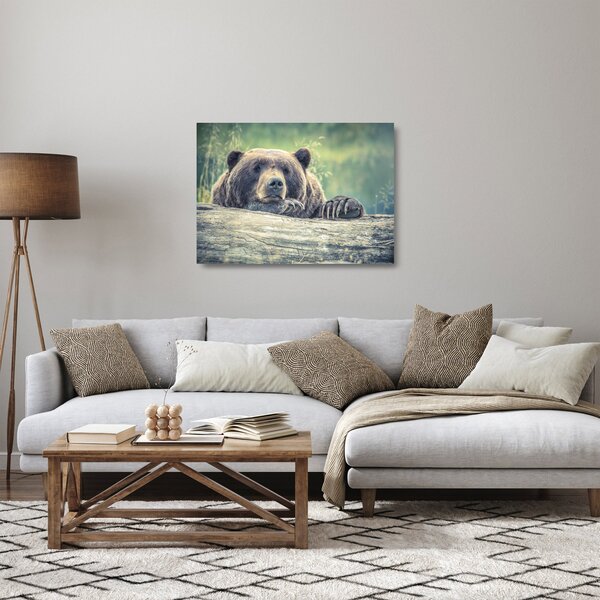 Tablou pe sticlă cu urs (70x50 cm)