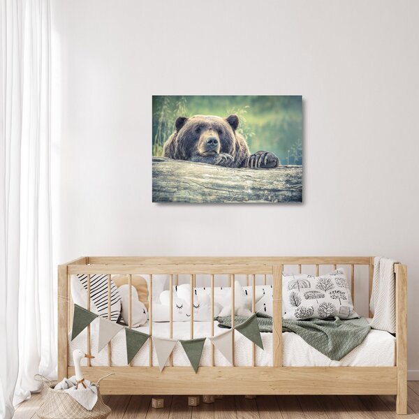 Tablou pe sticlă cu urs (70x50 cm)