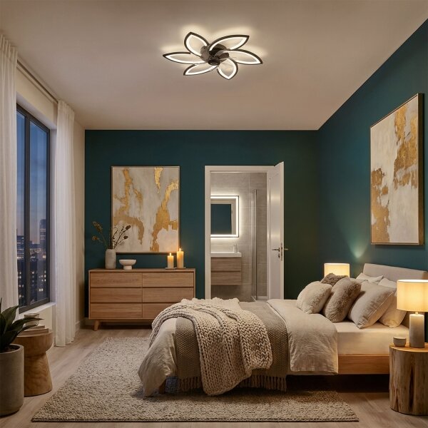 Brilagi-LED Lampă cu ventilator, dimabilă LED/50W/230V 3000-6500K negru+DO