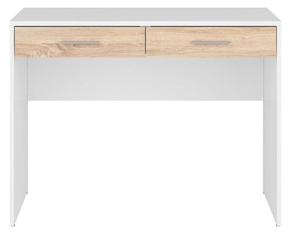 Birou Nepo Plus, alb/stejar, PAL laminat, 100x59x76 cm