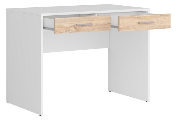 Birou Nepo Plus, alb/stejar, PAL laminat, 100x59x76 cm
