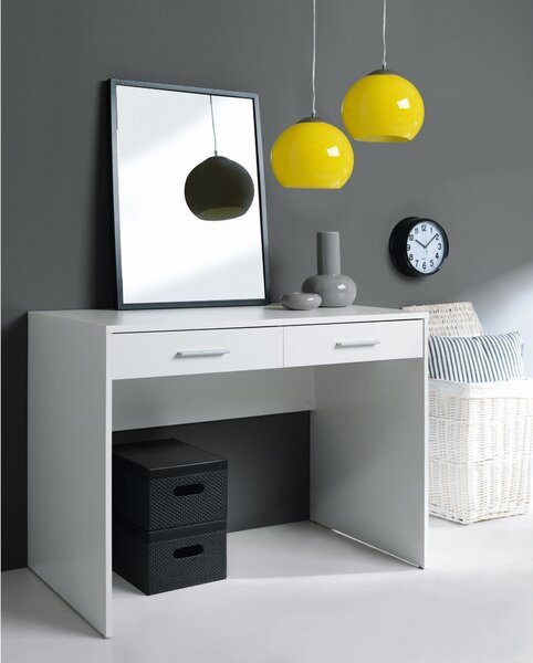 Birou NEPO PLUS, alb, PAL laminat, cu 2 sertare, 100x59x76 cm