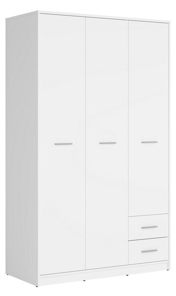 Dulap NEPO PLUS, alb, PAL, cu 3 usi si 2 sertare, 119x55x197 cm