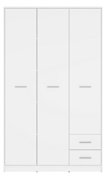 Dulap NEPO PLUS, alb, PAL, cu 3 usi si 2 sertare, 119x55x197 cm
