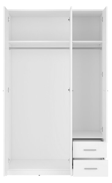 Dulap NEPO PLUS, alb, PAL, cu 3 usi si 2 sertare, 119x55x197 cm