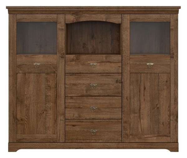 Vitrina PATRAS KOM2W4S, stejar april, PAL, 153x45x129 cm