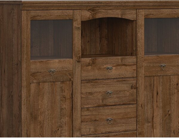 Vitrina PATRAS KOM2W4S, stejar april, PAL, 153x45x129 cm