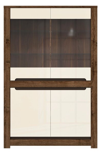Vitrina RUSO, bej/stejar inchis, 104x46x159 cm