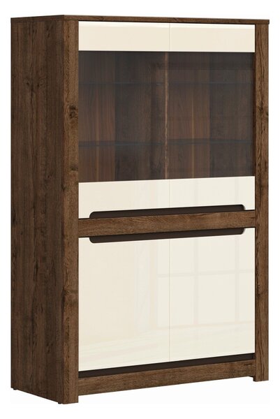 Vitrina RUSO, bej/stejar inchis, 104x46x159 cm