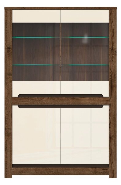 Vitrina RUSO, bej/stejar inchis, 104x46x159 cm