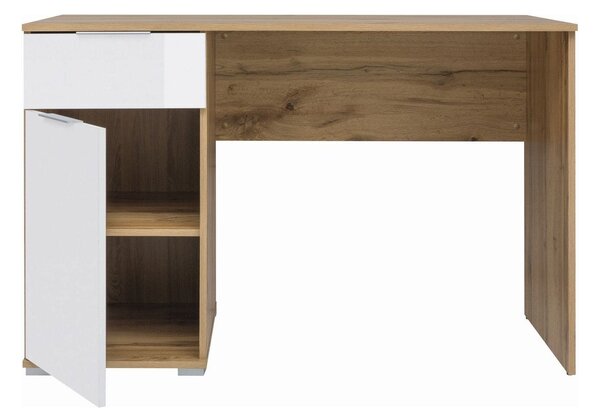Birou ZELE, stejar wotan/alb, PAL laminat, 120x60x76 cm