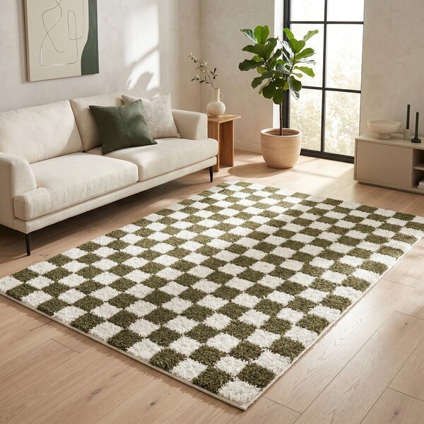 Covor verde închis/crem 80x150 cm Grida – ESTE
