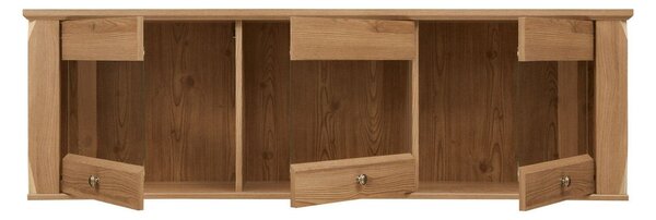 Vitrina BERGEB SFW3W, stejar, PAL/sticla securizata, 156x34x50 cm