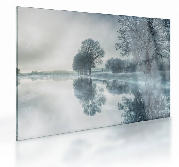 Tablou pe sticlă cu natura iarna (70x50 cm)