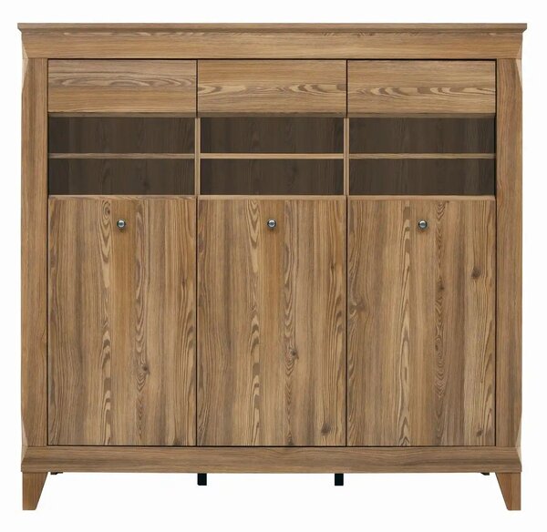 Vitrina BERGEN REG3W, stejar, PAL/sticla securizata, 156x47x151 cm
