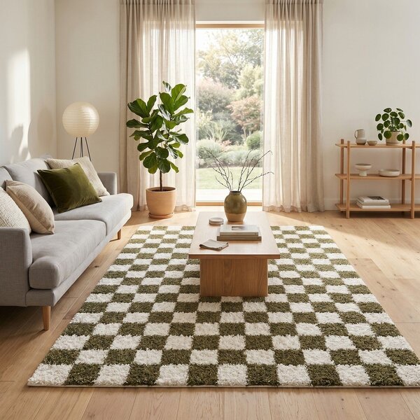 Covor verde închis/crem 80x150 cm Grida – ESTE