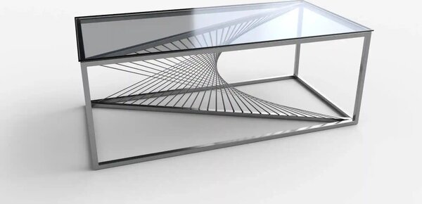 Masuta cafea INFINITY, transparent/argintiu, sticla/otel inoxidabil, 1