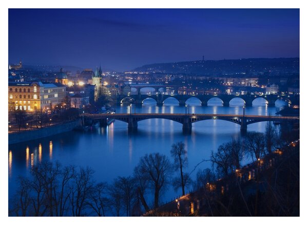 Tablou pe sticlă cu podurile din Praga (70x50 cm)