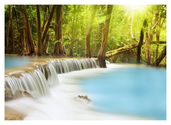 Tablou pe sticlă cu cascada Huai Mae Kamin în pădure (70x50 cm)