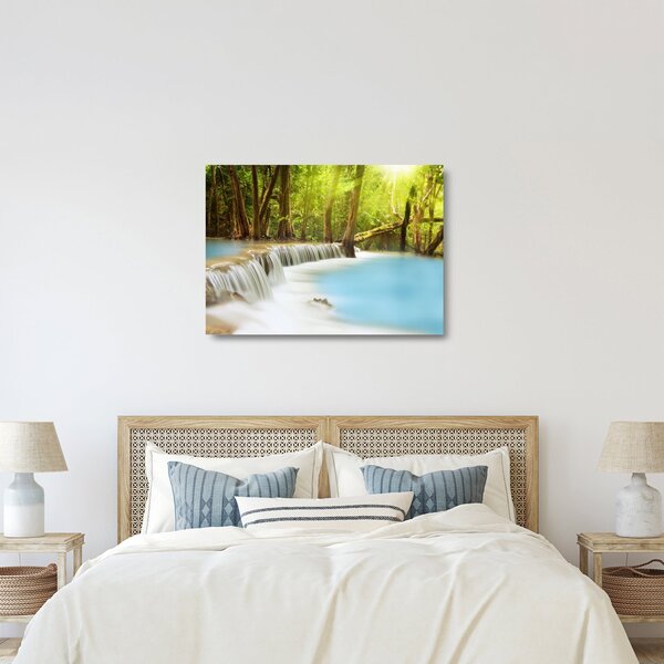 Tablou pe sticlă cu cascada Huai Mae Kamin în pădure (70x50 cm)