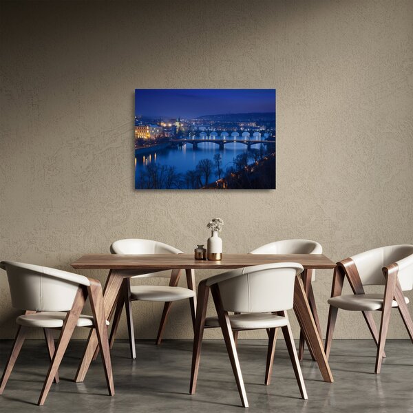 Tablou pe sticlă cu podurile din Praga (70x50 cm)