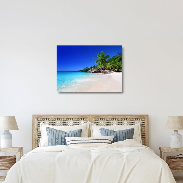 Tablou pe sticlă cu plaja pe insula Praslin (70x50 cm)