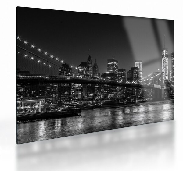 Tablou pe sticlă cu podul Brooklin în New York (70x50 cm)