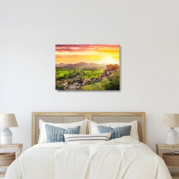 Tablou pe sticlă cu valea Hampi în India (70x50 cm)