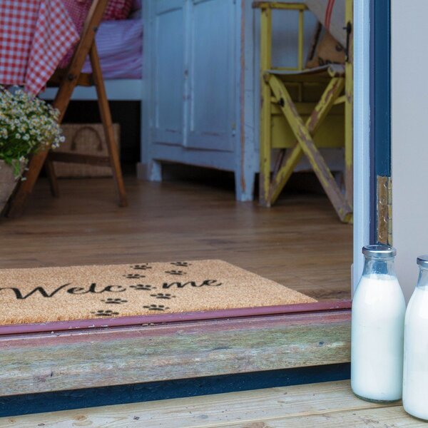 Covoraș de intrare din fibre de nucă de cocos 60x90 cm Welcome Paws – Artsy Doormats