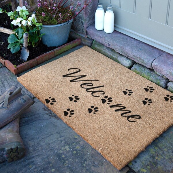 Covoraș de intrare din fibre de nucă de cocos 60x90 cm Welcome Paws – Artsy Doormats