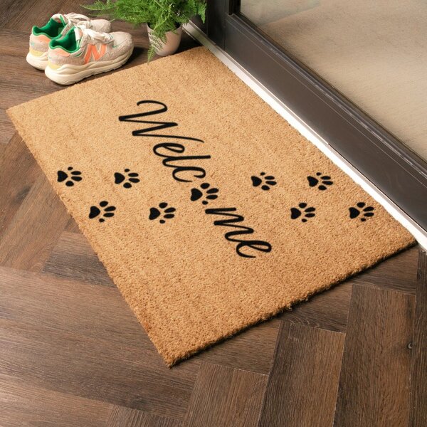 Covoraș de intrare din fibre de nucă de cocos 60x90 cm Welcome Paws – Artsy Doormats