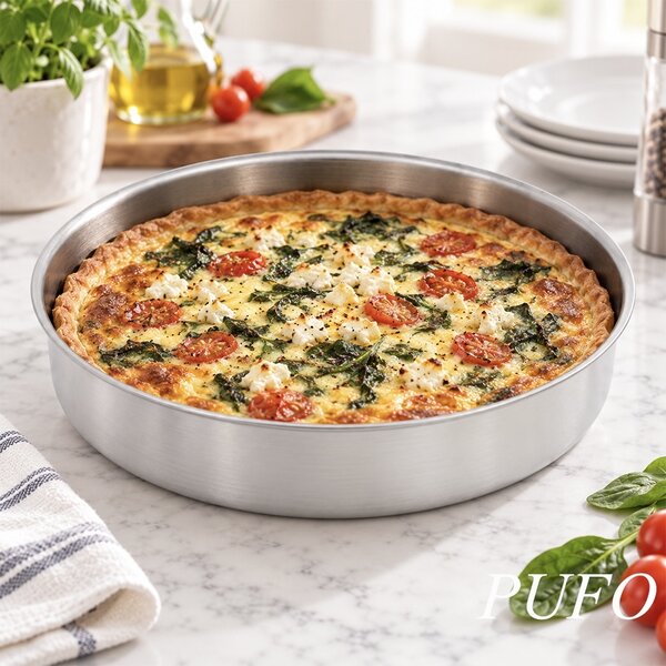 Tava de copt din inox rotunda– forma rotunda pentru cuptor, tava pentru prajituri, tort, pandispan, tarta si cheesecake, Ø30 cm