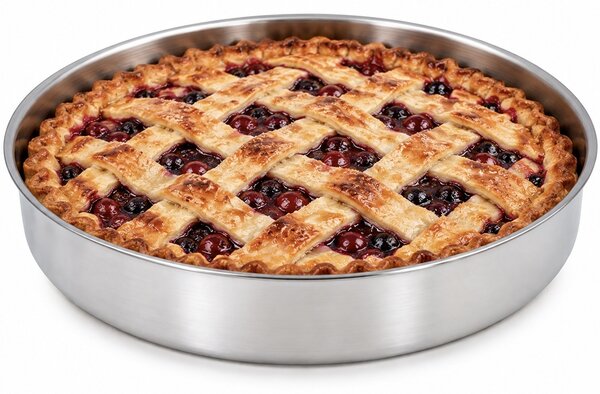 Tava de copt din inox rotunda– forma rotunda pentru cuptor, tava pentru prajituri, tort, pandispan, tarta si cheesecake, Ø30 cm
