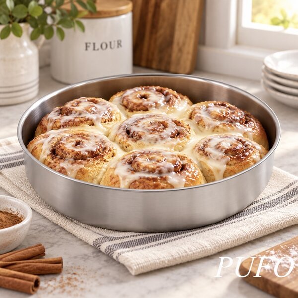 Tava de copt din inox rotunda– forma rotunda pentru cuptor, tava pentru prajituri, tort, pandispan, tarta si cheesecake, Ø30 cm